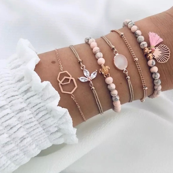 Jewelry - Set of Six Beach Geometric Boho Bracelets